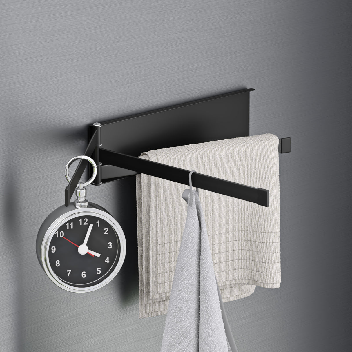 glasvolla Handtuchhalter ohne Bohren, 180° schwenkbar mit 3 Armen, Handtuchstange selbstklebend oder magnetisch, Badetuchhalter für Bad und Küche Folda-02