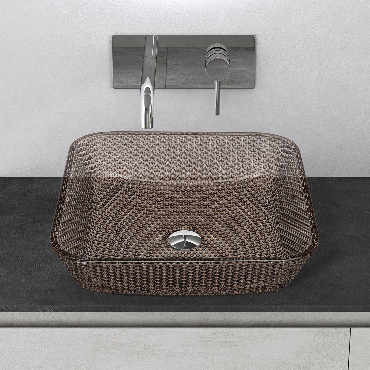 glasvilla Waschbecken Glas Aufsatzwaschbecken Glaswaschbecken Handwaschbecken Rechteckig Waschschale BxTxH 40x40x11 cm Minerva03