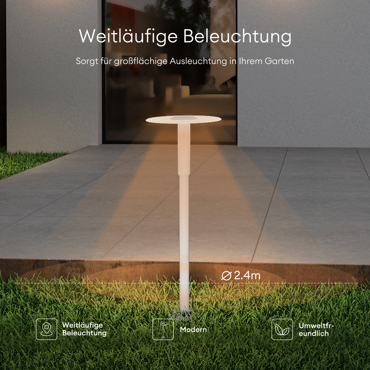 glasvilla Außenleuchte ⌀300xH804mm IP65 Wegeleuchte Außen | Pollerleuchte für Garten, 3000K Stehlampe Gartenlampe | Außenlampe Standleuchte 6W StellaeLights