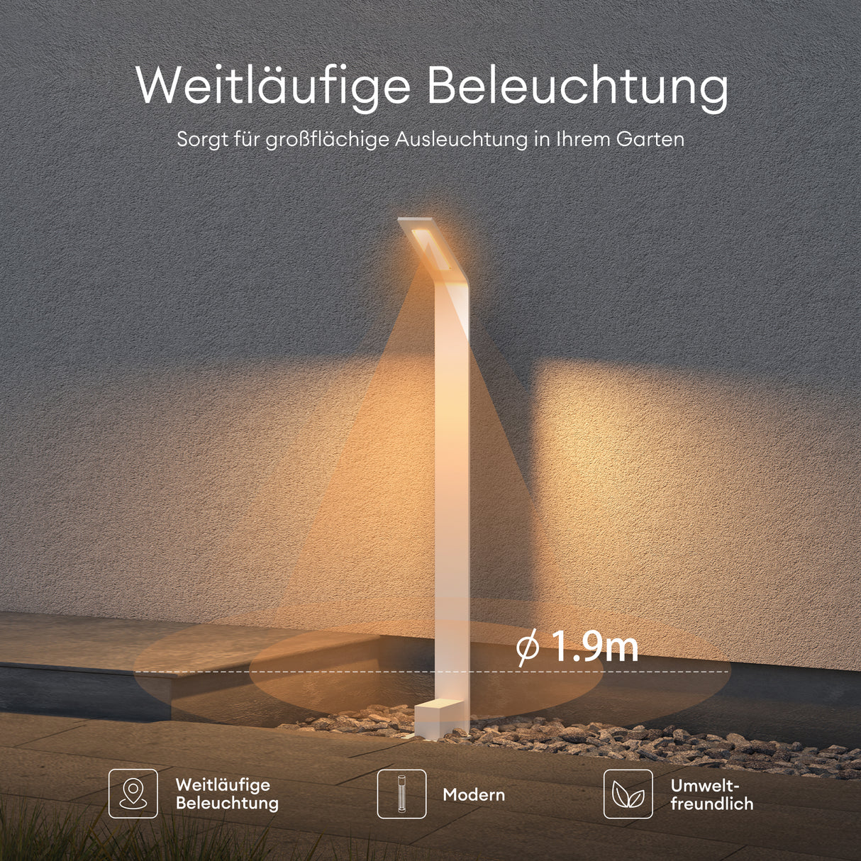 glasvilla Außenleuchte IP65 Wegeleuchte Außen | Pollerleuchte für Garten, 3000K Stehlampe Gartenlampe | Außenlampe Standleuchte 6W Pfadfinder