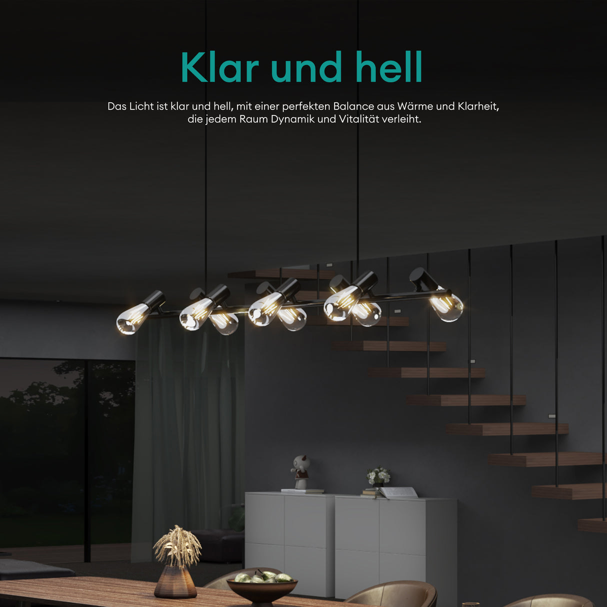 glasvilla Pendelleuchte LED Hängelampe Verstellbares Kabel Hängeleuchte für Esszimmer Wohnzimmer Schlafzimmer