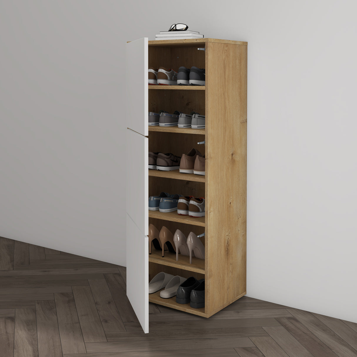 glasvilla Schuhschrank Schuhkommode mit 3 Schränken BTH: 45x36x120 cm Schuhregal Möbel Schuhschrank02