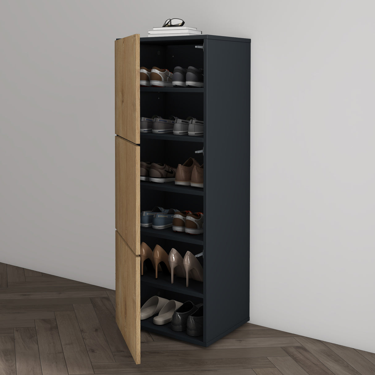 glasvilla Schuhschrank Schuhkommode mit 3 Schränken BTH: 45x36x120 cm Schuhregal Möbel Schuhschrank02