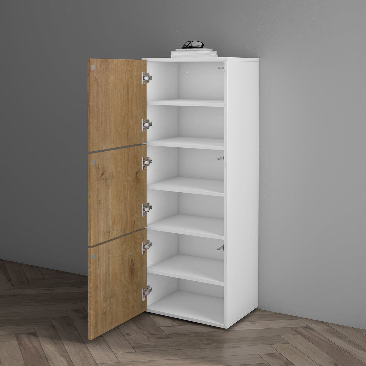 glasvilla Schuhschrank Schuhkommode mit 3 Schränken BTH: 45x36x120 cm Schuhregal Möbel Schuhschrank02