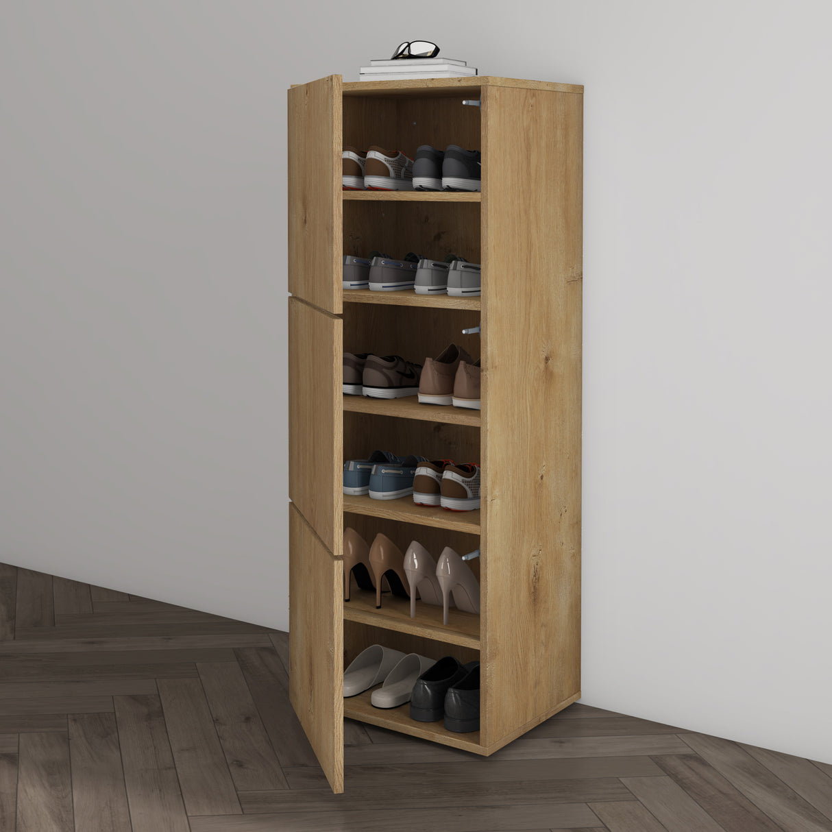 glasvilla Schuhschrank Schuhkommode mit 3 Schränken BTH: 45x36x120 cm Schuhregal Möbel Schuhschrank02