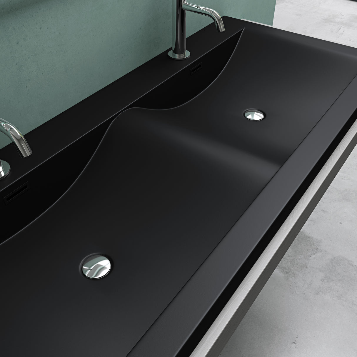 glasvilla Waschbecken Einbauwaschbecken Waschtisch 2 Becken Mineralguss rechteckig 2 Armaturenlöcher Überlauffunktion Col03