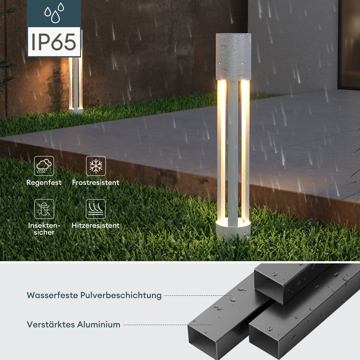 glasvilla Außenleuchte ⌀120xH700mm IP65 Wegeleuchte Außen | Pollerleuchte für Garten, 3000K Stehlampe Gartenlampe | Außenlampe Standleuchte 10W NeoForge