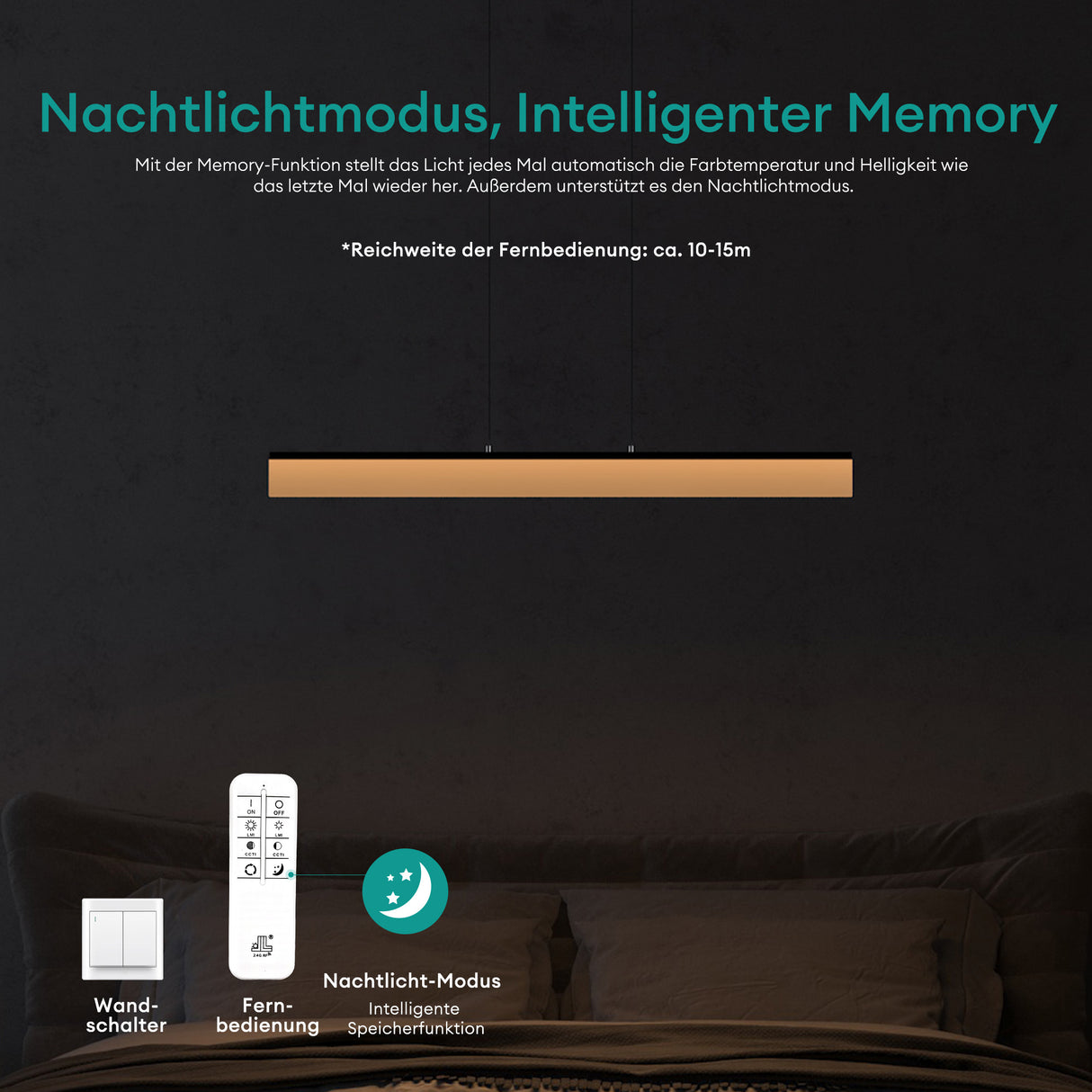 glasvilla Pendelleuchte LED Hängelampe Dimmbar mit Fernbedienung Verstellbares Kabel Hängeleuchte für Esszimmer Wohnzimmer Schlafzimmer