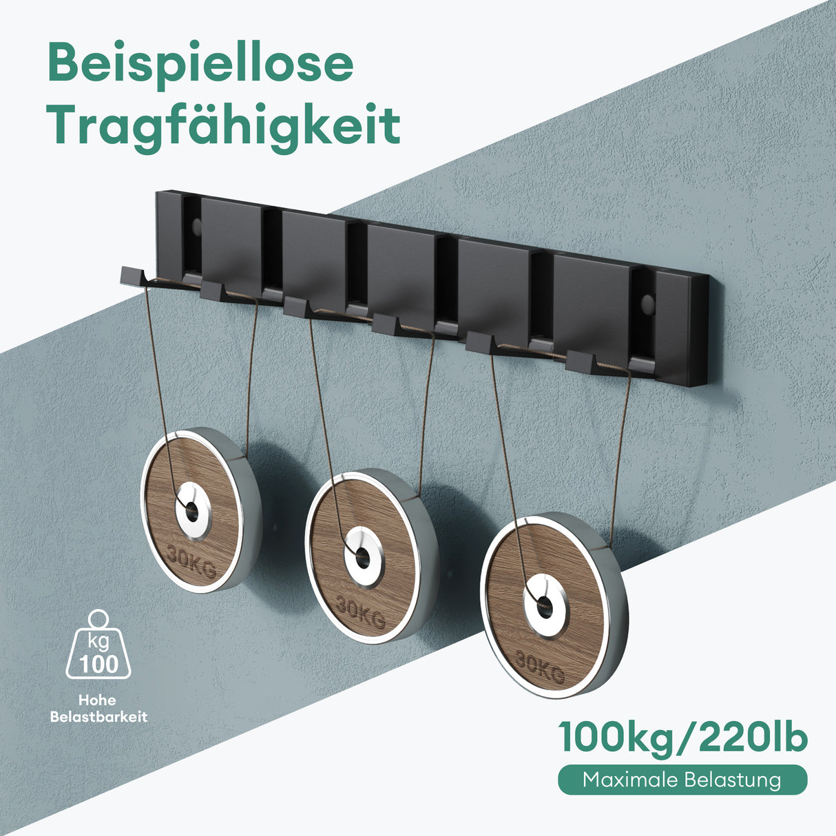 glasvilla Kleiderhaken ohne Bohren Wandgarderobe Wandhaken aus Edelstahl Garderobenleiste Garderobenhaken Stalo-04+05