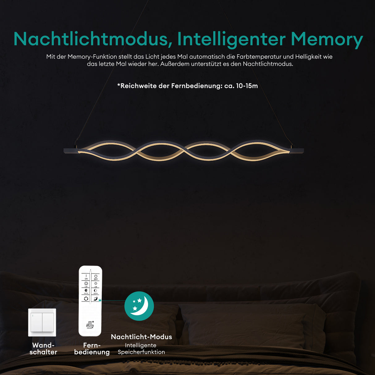 glasvilla Pendelleuchte 106cm LED Hängelampe Dimmbar mit Fernbedienung 3000K/4000K/6000K Verstellbares Kabel 60W Weiß Hängeleuchte für Esszimmer Wohnzimmer Schlafzimmer