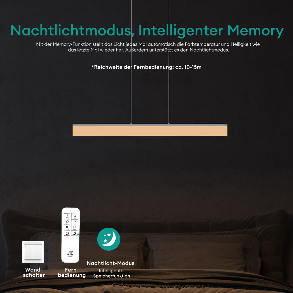 glasvilla Pendelleuchte LED Hängelampe Dimmbar mit Fernbedienung 3000K/4000K/6000K Verstellbares Kabel Hängeleuchte für Esszimmer Wohnzimmer Schlafzimmer