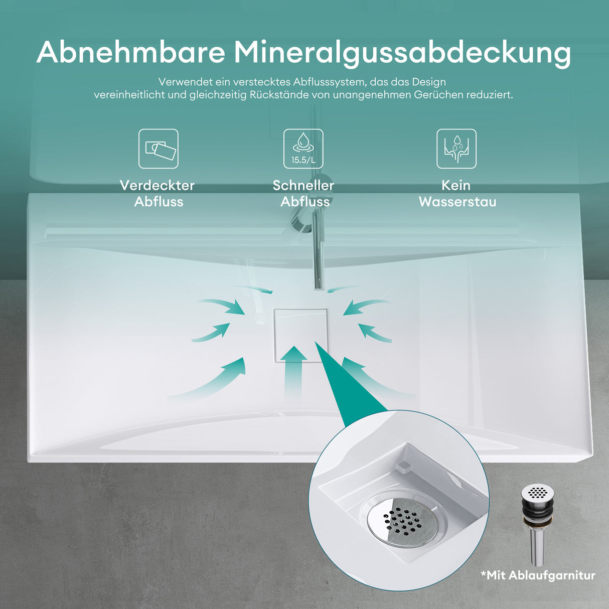 glasvilla Waschbecken Hängewaschtisch Aufsatzwaschschale aus Mineralguss Col810