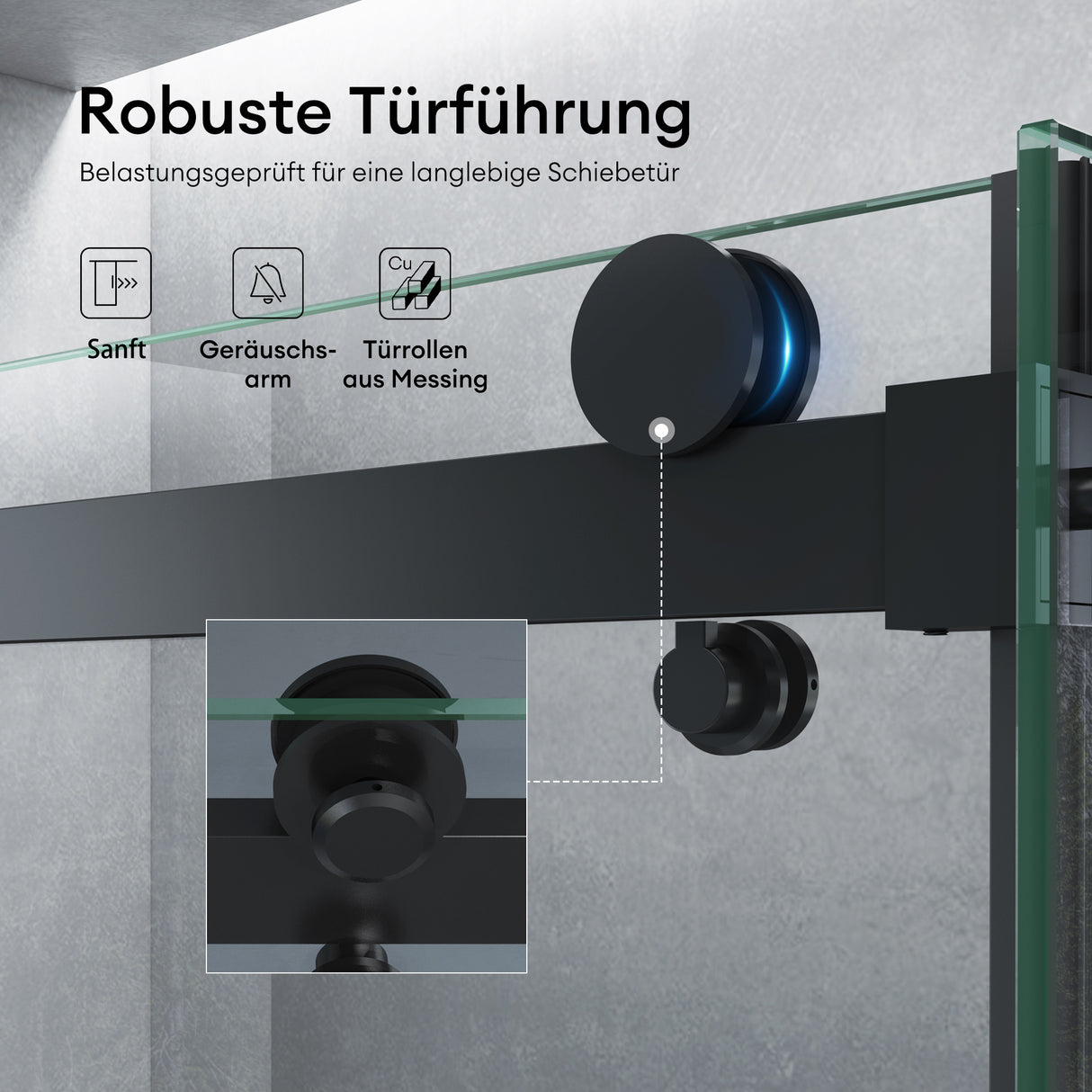 glasvilla Duschkabine mit Schiebetür Duschabtrennung 8mm ESG-Sicherheitsglas Nano-Beschichtung Hebe-Senk-Mechanismus Rav19 Schwarz