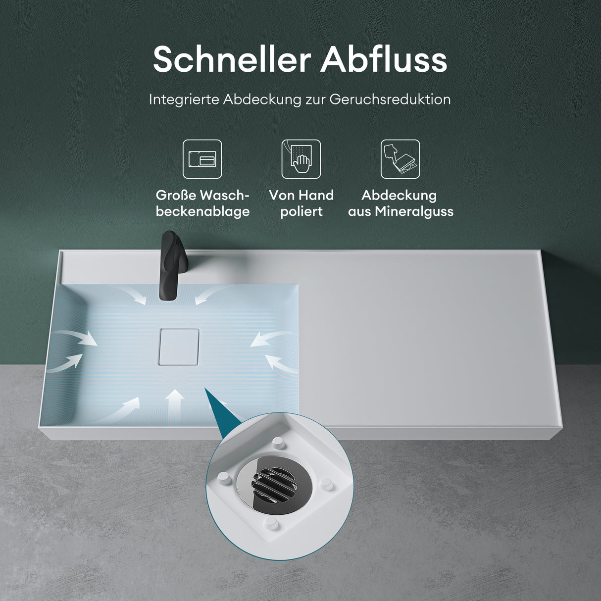 Lavabo Glasvilla Col630 Mineralguss de lujo con diseño moderno