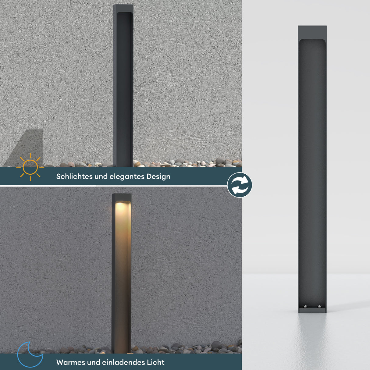 glasvilla Außenleuchte IP65 Wegeleuchte Außen | Außenpollerleuchte für Garten, 3000K Stehlampe Gartenlampe | Außenlampe Standleuchte 5W BaldersLights