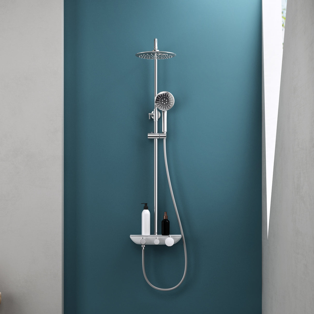 glasvilla Duschsystem mit Hand- und Kopfbrause Regendusche Duscharmatur mit Wandhalterungs-Set