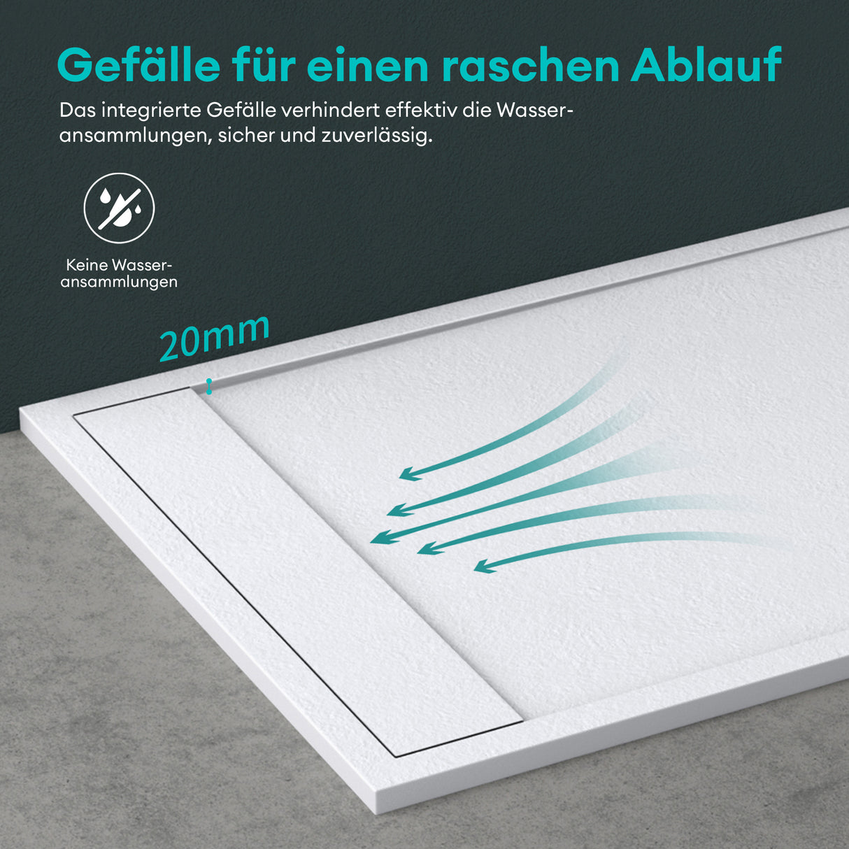 glasvilla Duschwanne Duschtasse aus Mineralguss Mineralgusswan DIN-Anschlüsse Geoma10
