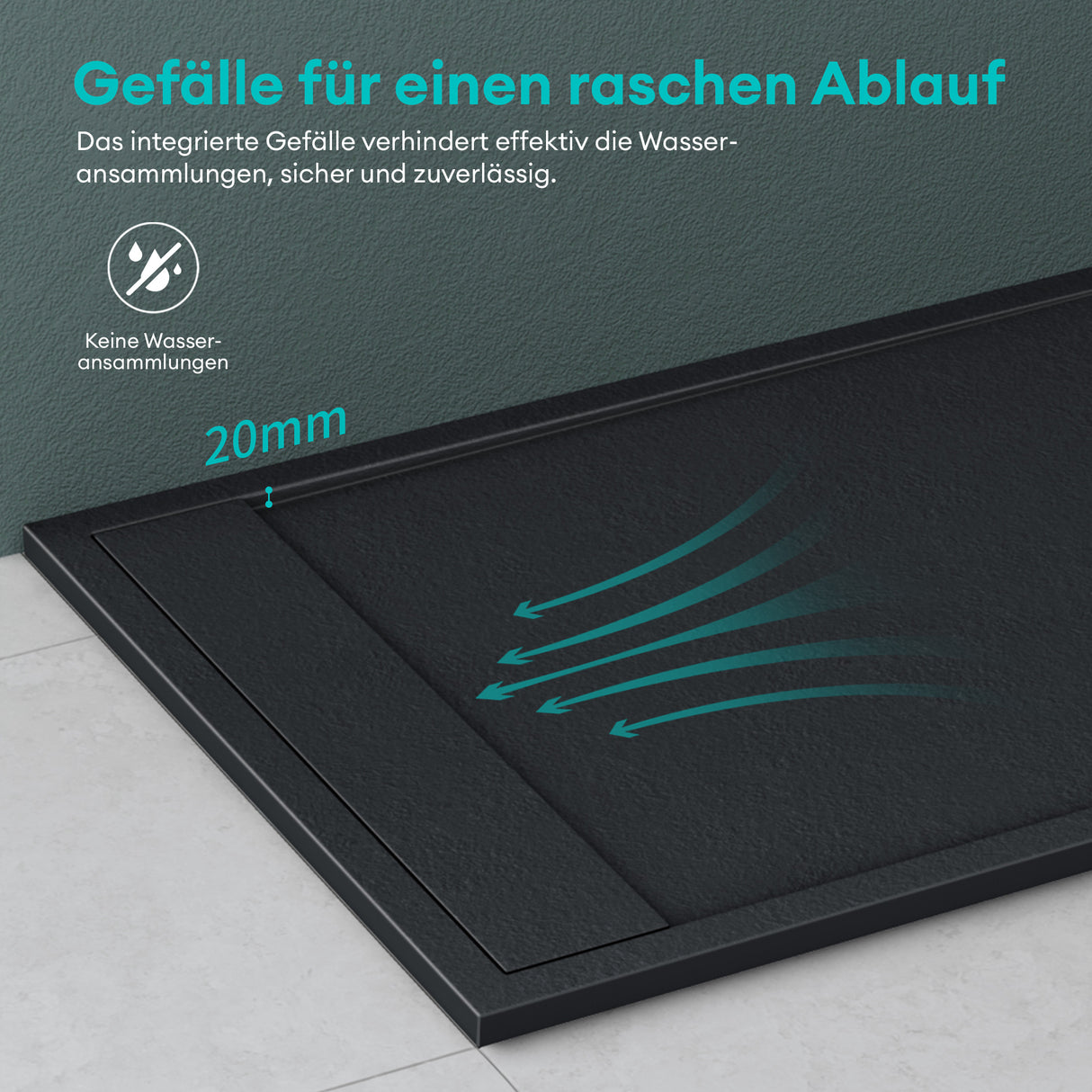 glasvilla Duschwanne Duschtasse aus Mineralguss Mineralgusswan DIN-Anschlüsse Geoma10