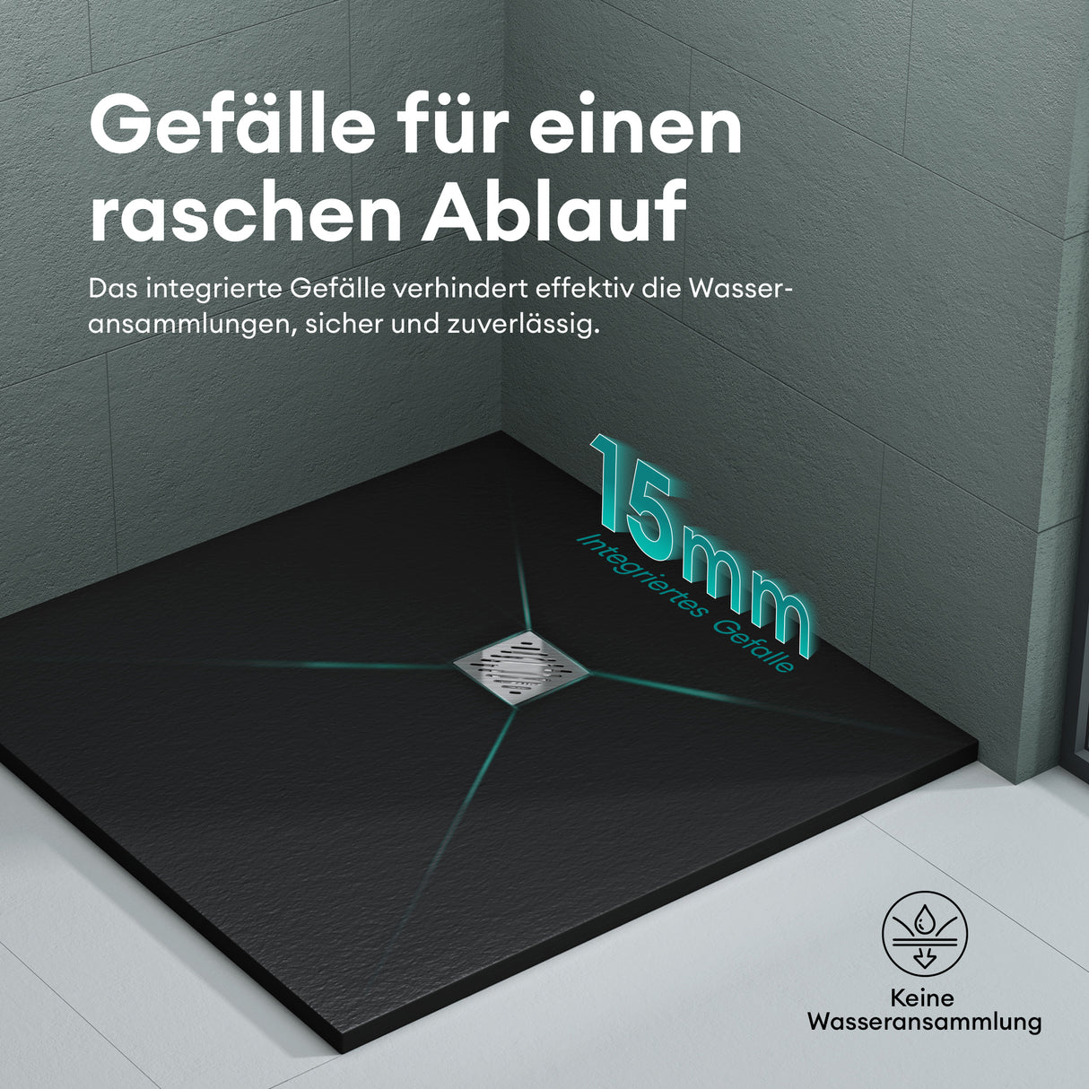glasvilla Duschwanne Duschtasse aus Mineralguss Mineralgusswan DIN-Anschlüsse Geoma09