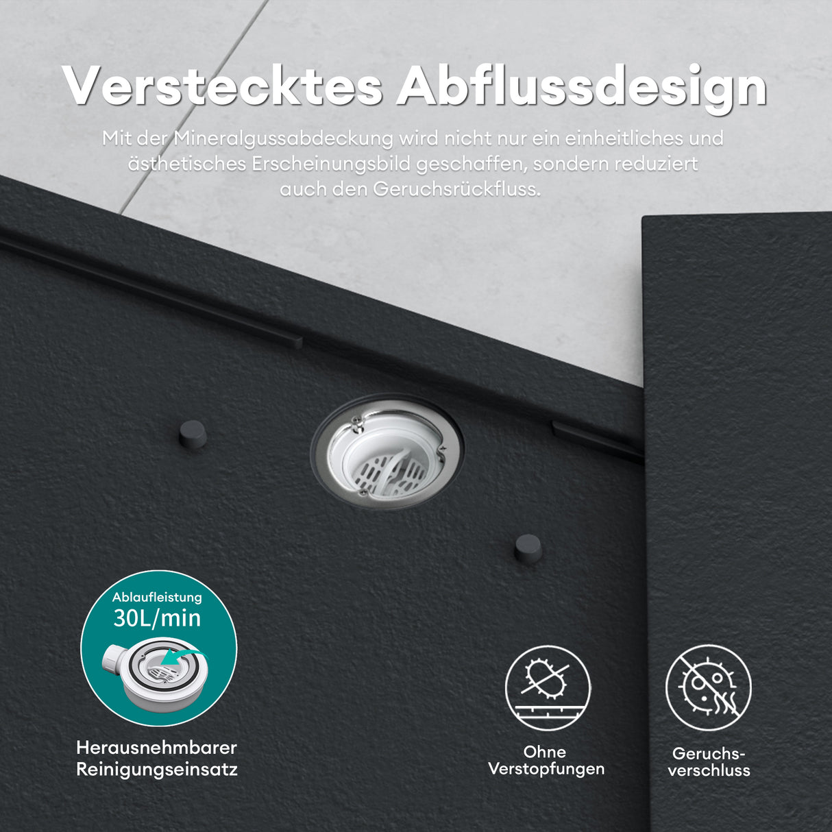 glasvilla Duschwanne Duschtasse aus Mineralguss Mineralgusswan DIN-Anschlüsse Geoma10