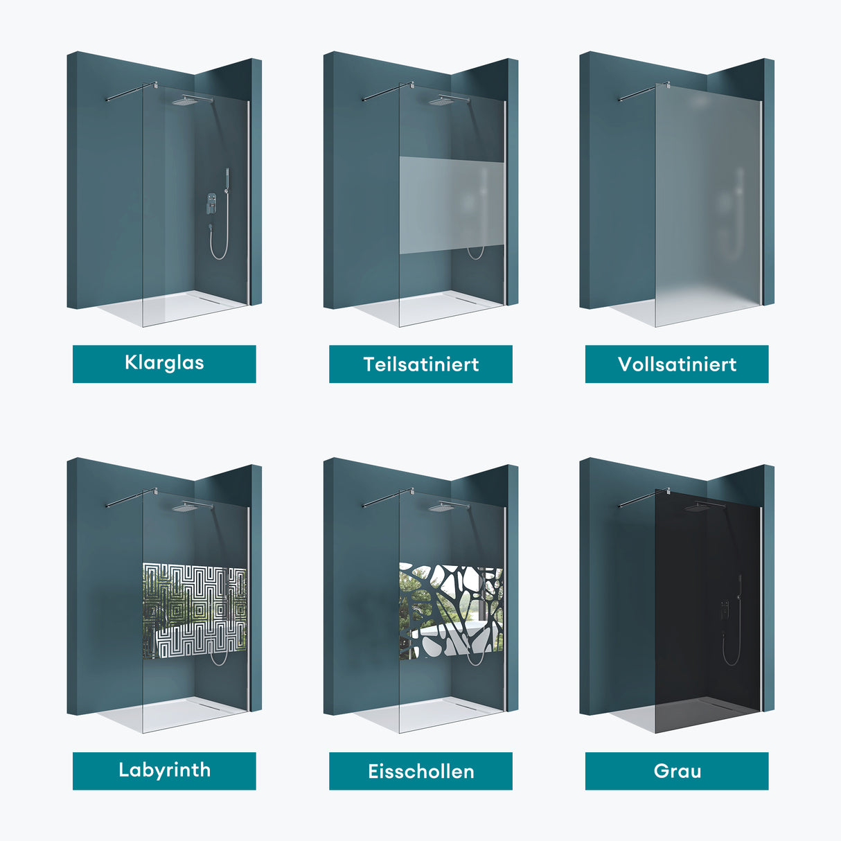 glasvilla Duschwand für Dusche Duschabtrennung Walk-In Dusche ESG-Sicherheitsglas 10mm NANO Glas Bremen2K