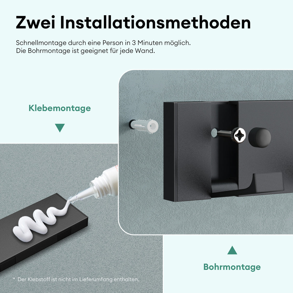 glasvilla Kleiderhaken ohne Bohren Wandgarderobe Wandhaken aus Edelstahl Garderobenleiste Garderobenhaken Stalo-04+05