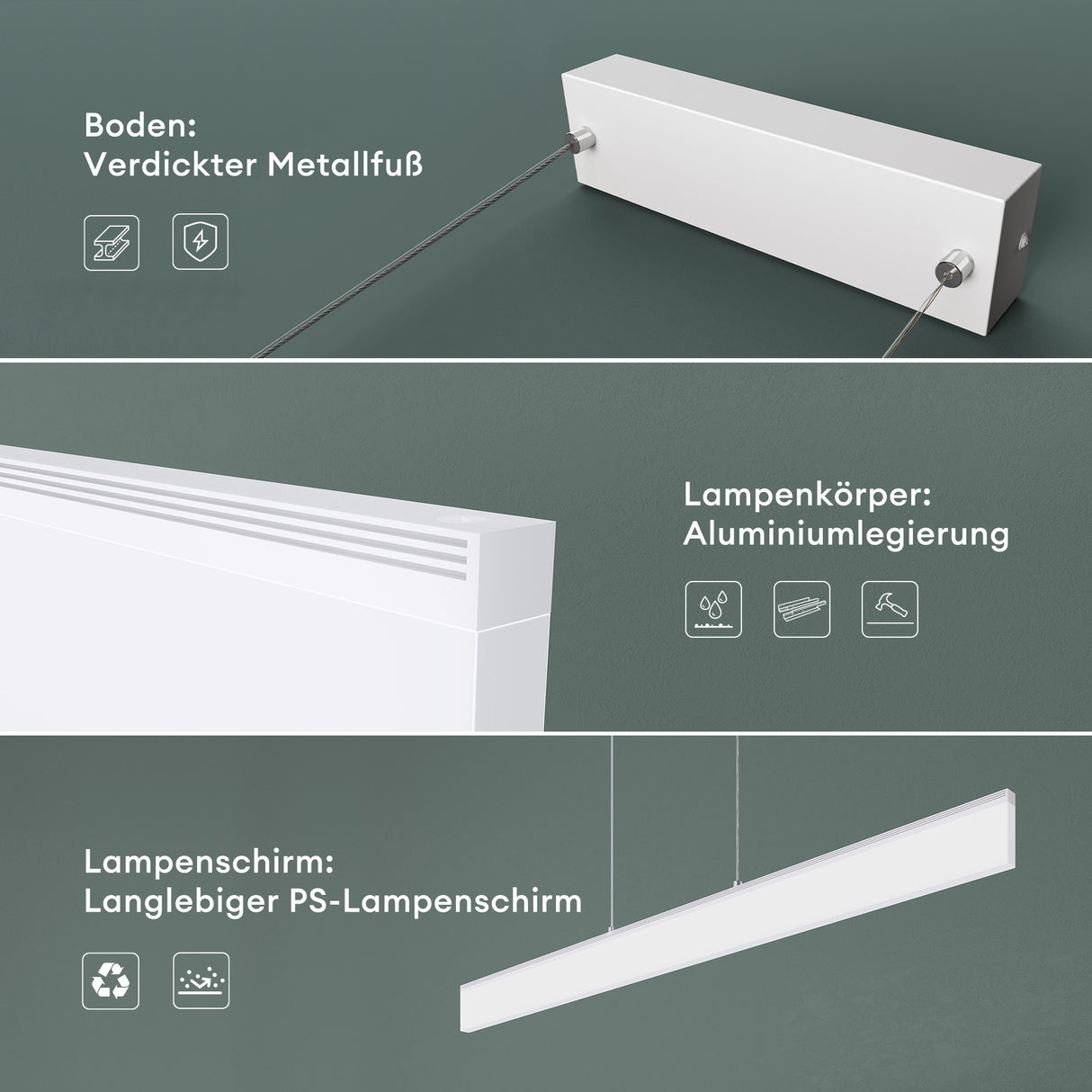 glasvilla Lampadario a Sospensione Dimmerabile con Telecomando Temperature di Colore 3000K/4000K/6000K Lampada da Soffitto a Sospensione con Cavo Regolabile per Camera da Letto e Soggiorno