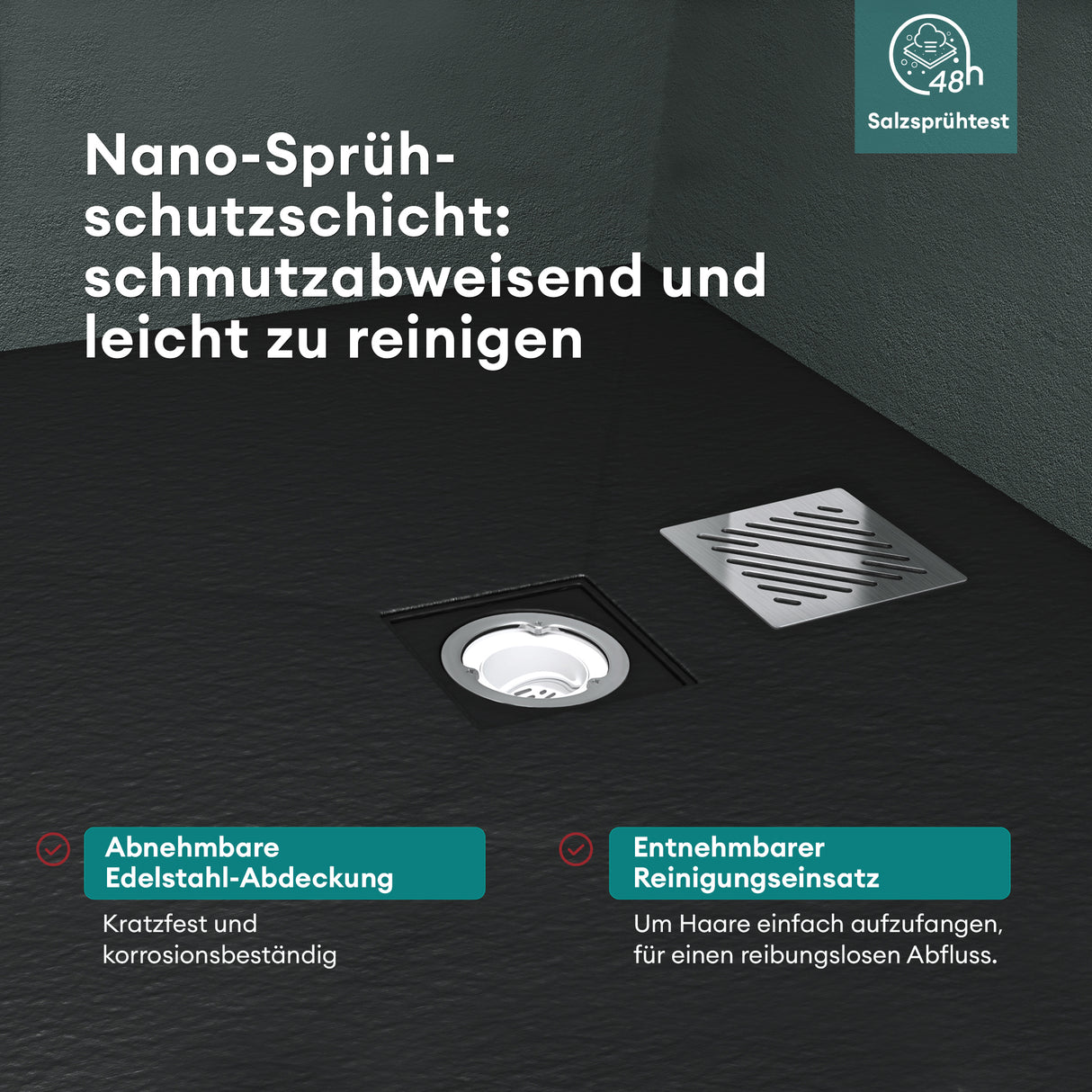 glasvilla Duschwanne Duschtasse aus Mineralguss Mineralgusswan DIN-Anschlüsse Geoma09