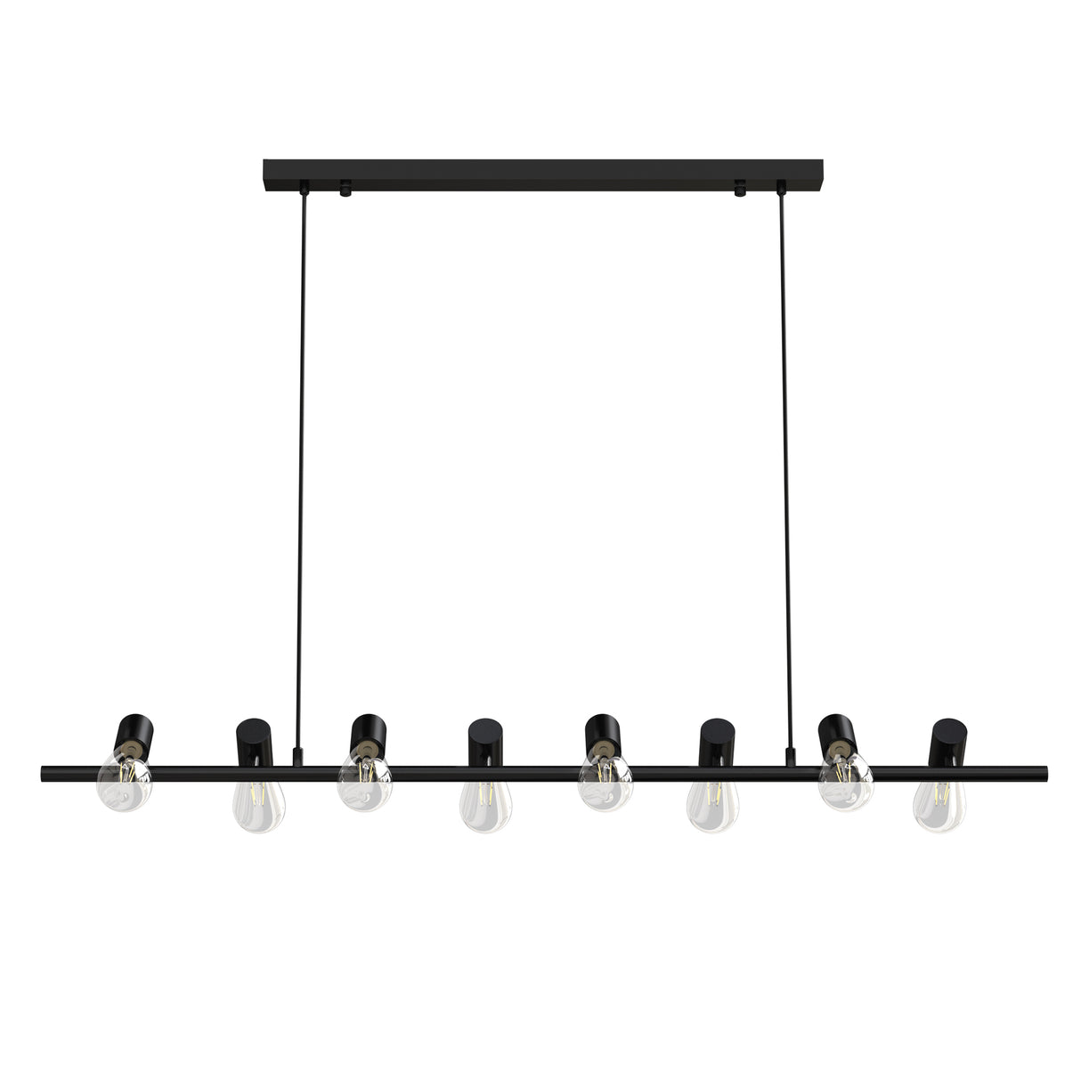 Glasvilla Design – Lámpara colgante LED negra 120 cm con 8 luces E27, cable ajustable (4000K)
