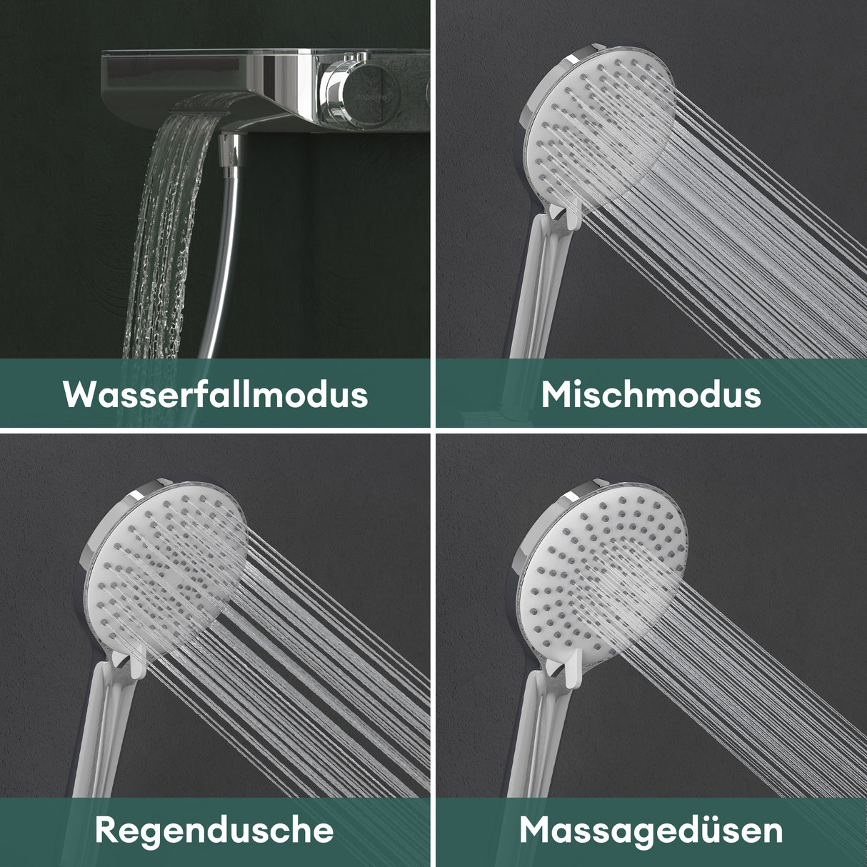 glasvilla Thermostat Badewannenarmatur mit Handbrause Wannenarmatur Wannenthermostat 4 Strahlarten Wandarmatur für Badewanne aus Messing inkl. Brauseschlauch Duschsystem8