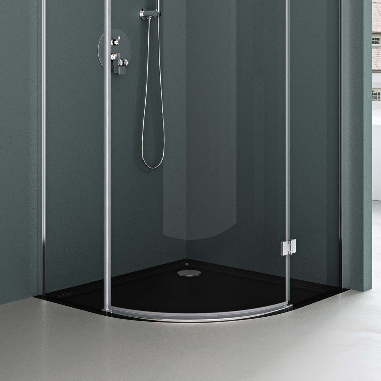 glasvilla Duschwanne Duschtasse aus Sanitäracryl Viertelkreis Faro3