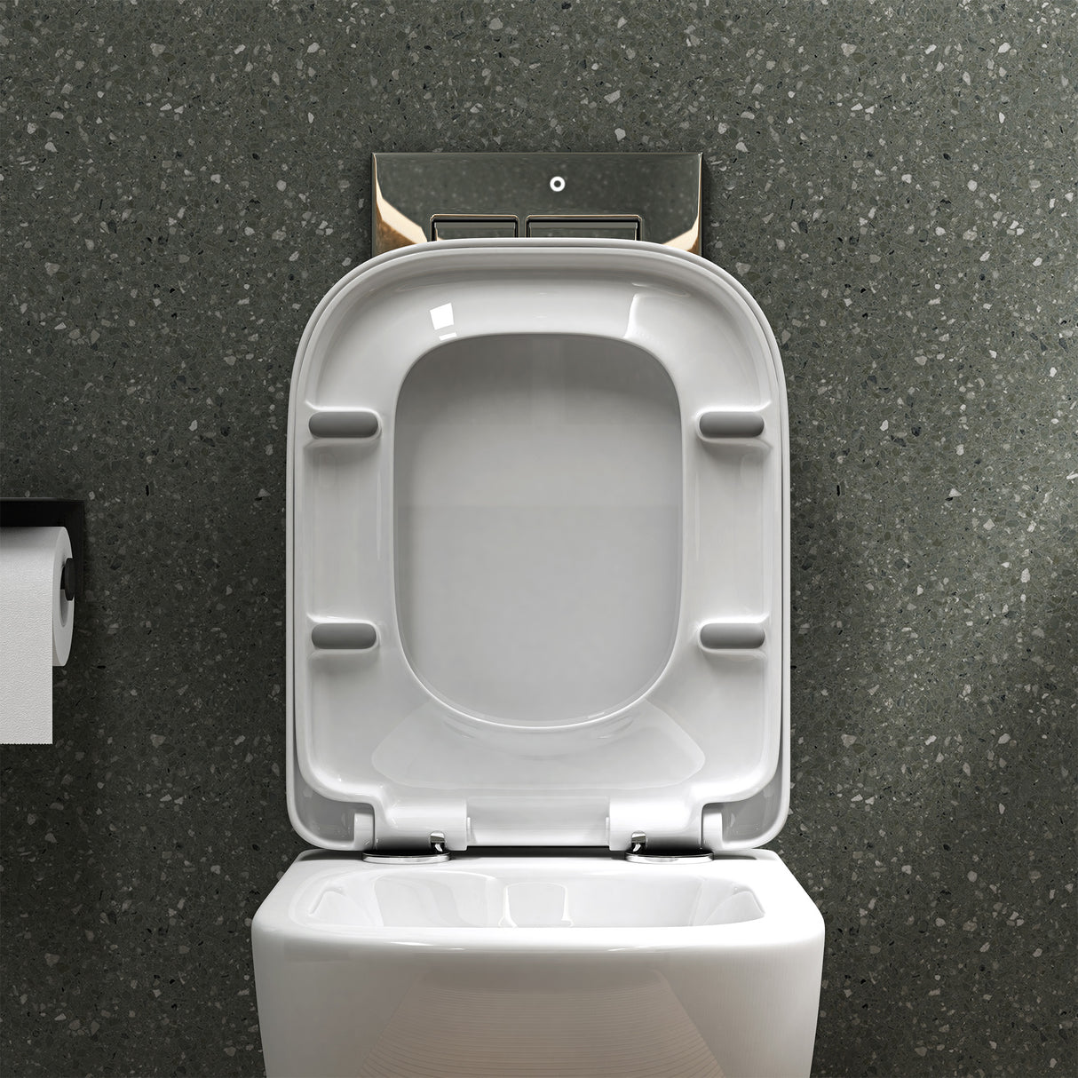 glasvilla Hänge WC Toilette Wand-WC Spülrandlos Weiß aus Keramik Wandmontage mit Absenkautomatik