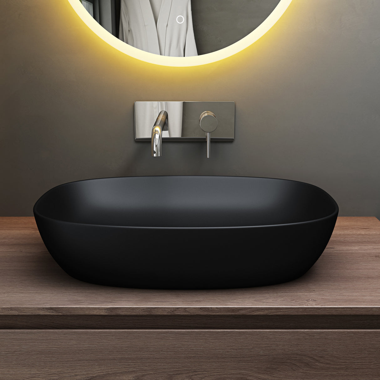 glasvilla Aufsatzwaschbecken Waschschale Waschbecken aus Keramik mit Nano-Beschichtung/Lotus-Effekt Brüssel104