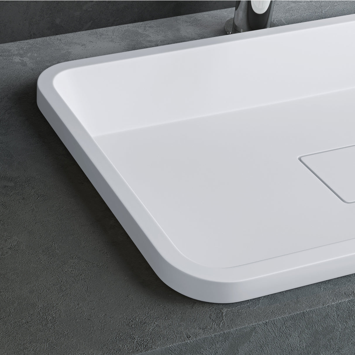 Lavabo Glasvilla, en fonte minérale, lavabo encastré avec couvercle de bonde Col104