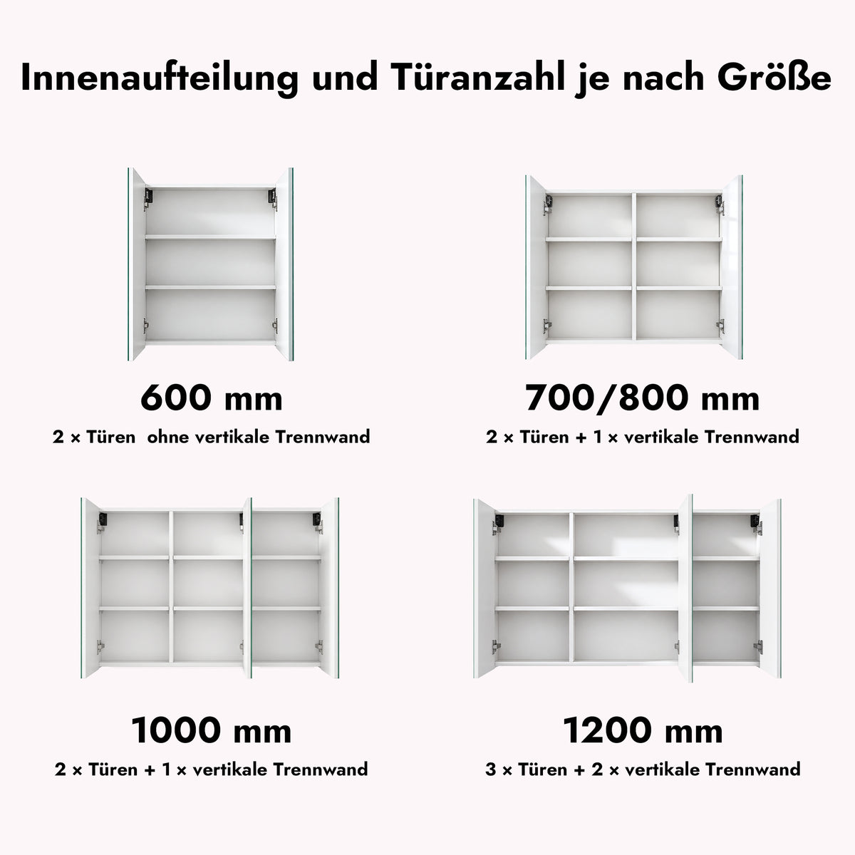 glasvilla Spiegelschrank mit Spielgeltüren Badezimmerschrank Hängeschrank Badezimmerspiegel Spiegelschrank-02