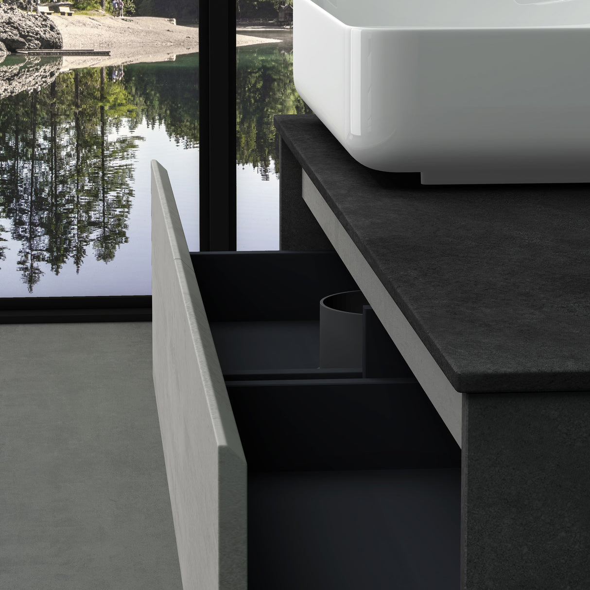 glasvilla Badmöbel-Set Waschbeckenunterschrank mit 2-Schubladen inkl. Waschbecken Normal