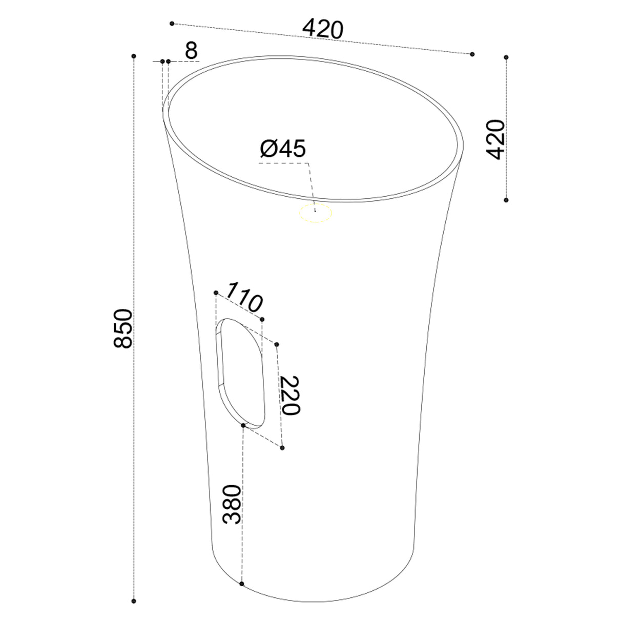 Lavabo de Pie Glasvilla Colossum33 Columna en Mineral Cast (85–90 cm)