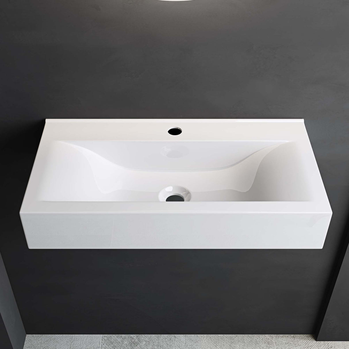 glasvilla Lavabo Suspendido sobre Encimera Baño | Rectangular | Blanco Brillante | 62x32x12cm | Cerámica | 1 Orificio para Grifo Brüssel118G