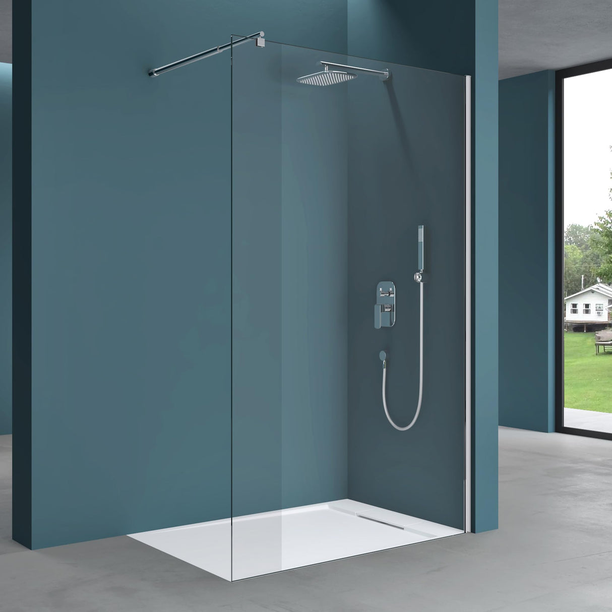 glasvilla Duschwand für Dusche Duschabtrennung Walk-In ESG-Sicherheitsglas 8mm NANO Glas BRAM1 & BRAM3 Bremen1K