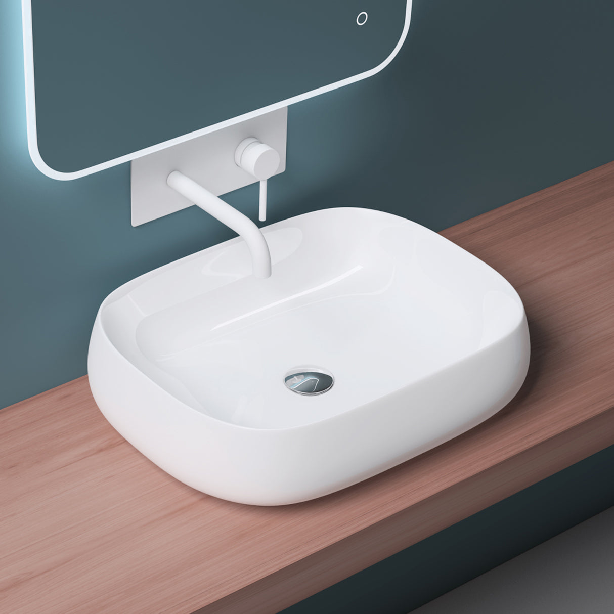 glasvilla Waschbecken Aufsatzwaschbecken,weiß aus Keramik,mit Nano-Beschichtung