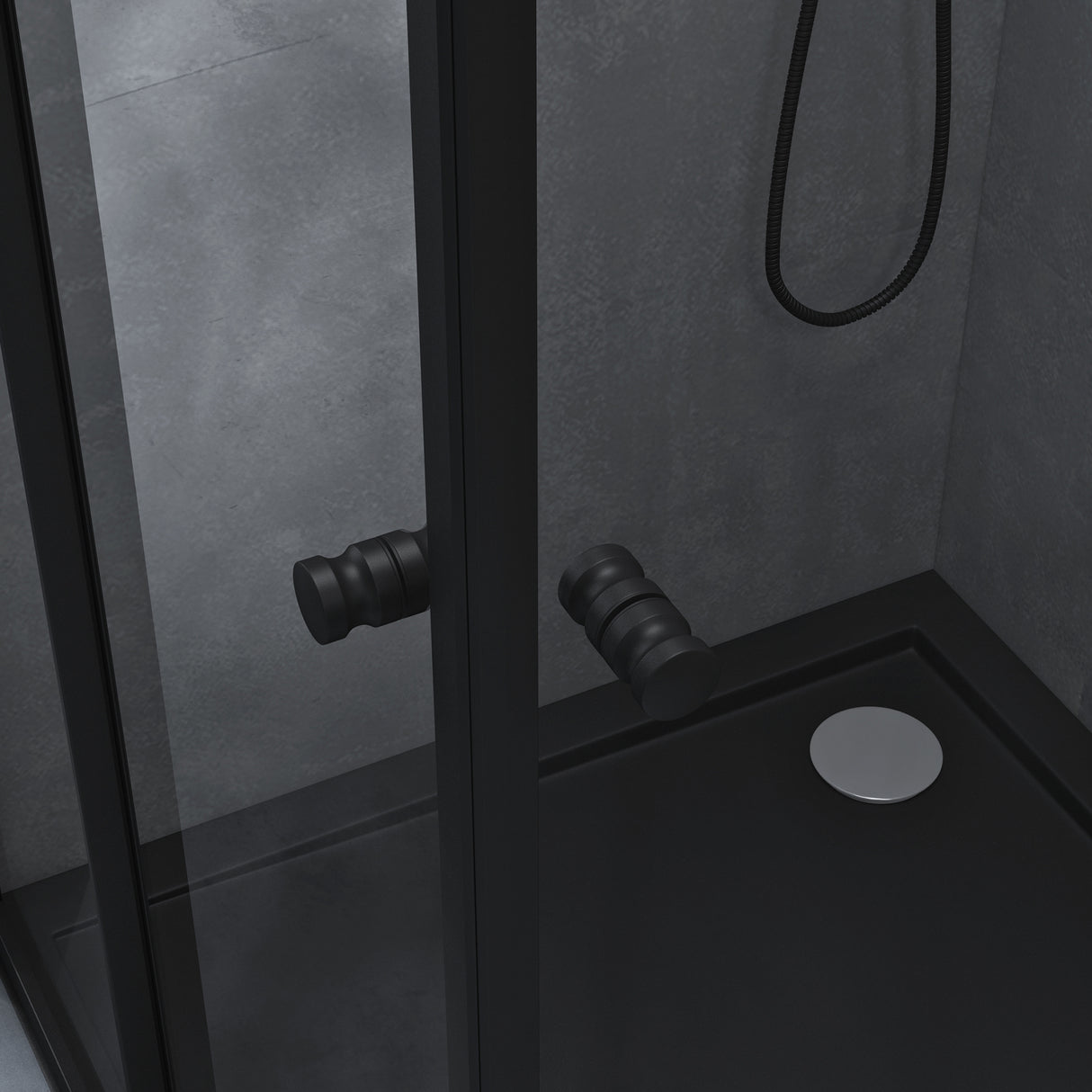 glasvilla Duschkabine mit Doppel-Schiebetür Duschtür Eckeinstieg Echtglas Lotuseffekt 6mm ESG-Sicherheitsglas Ravenna16K Schwarz