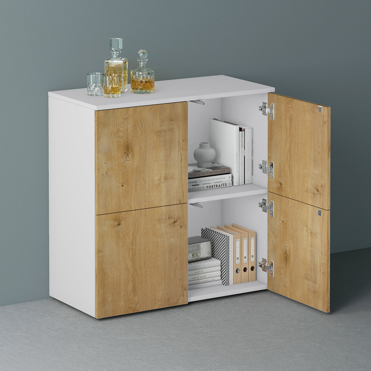 glasvilla Möbel Kommode Aufbewahrungsschrank mit 4 Türen Sideboard Schrank Mehrzweckschrank Schrank04