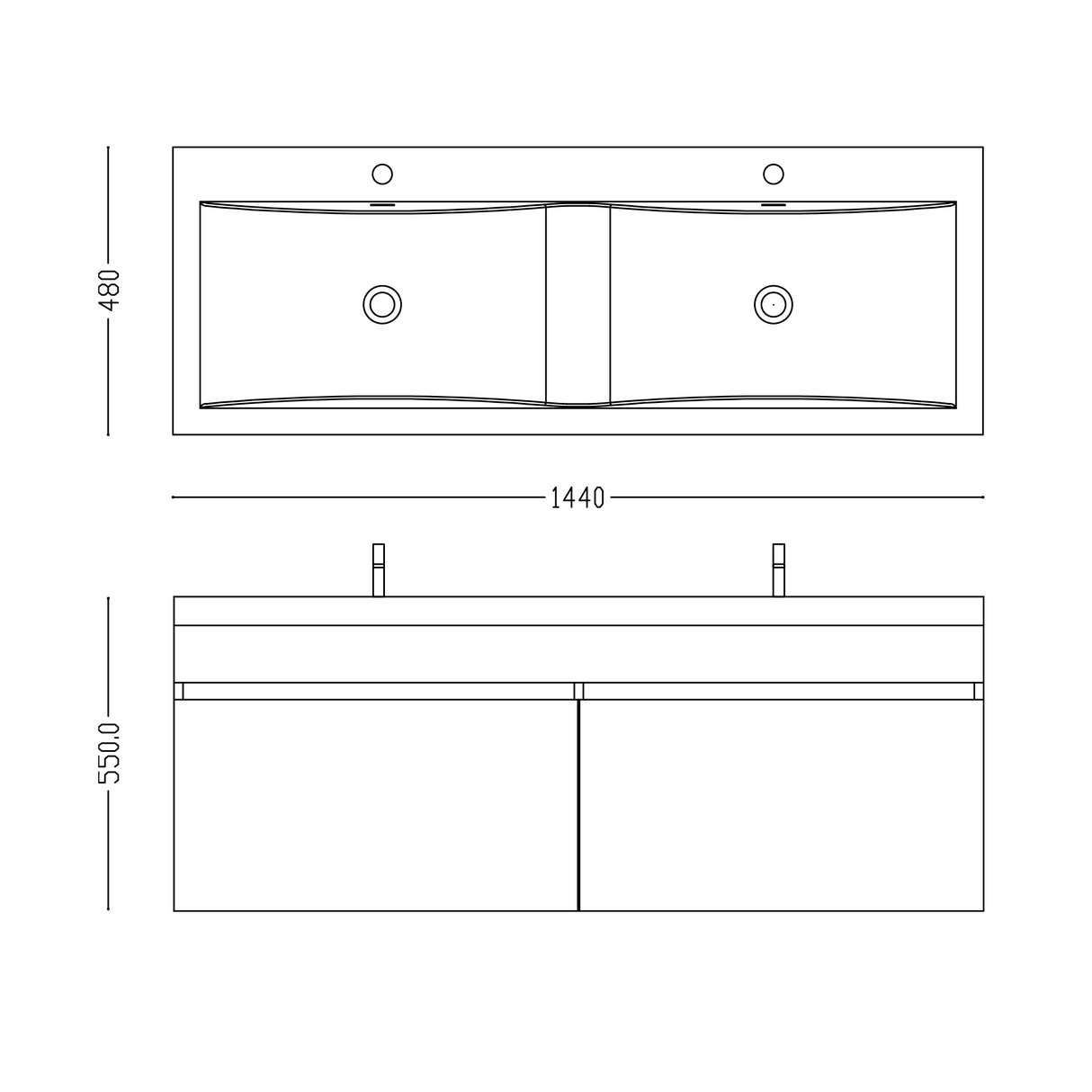 glasvilla Badmöbel Set Badezimmermöbel mit Mineralguss Waschbecken Waschtisch Botanica