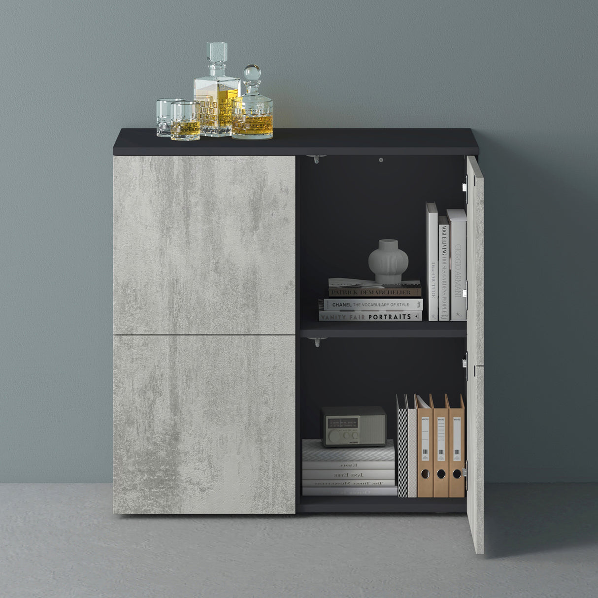 glasvilla Möbel Kommode Aufbewahrungsschrank mit 4 Türen Sideboard Schrank Mehrzweckschrank Schrank04