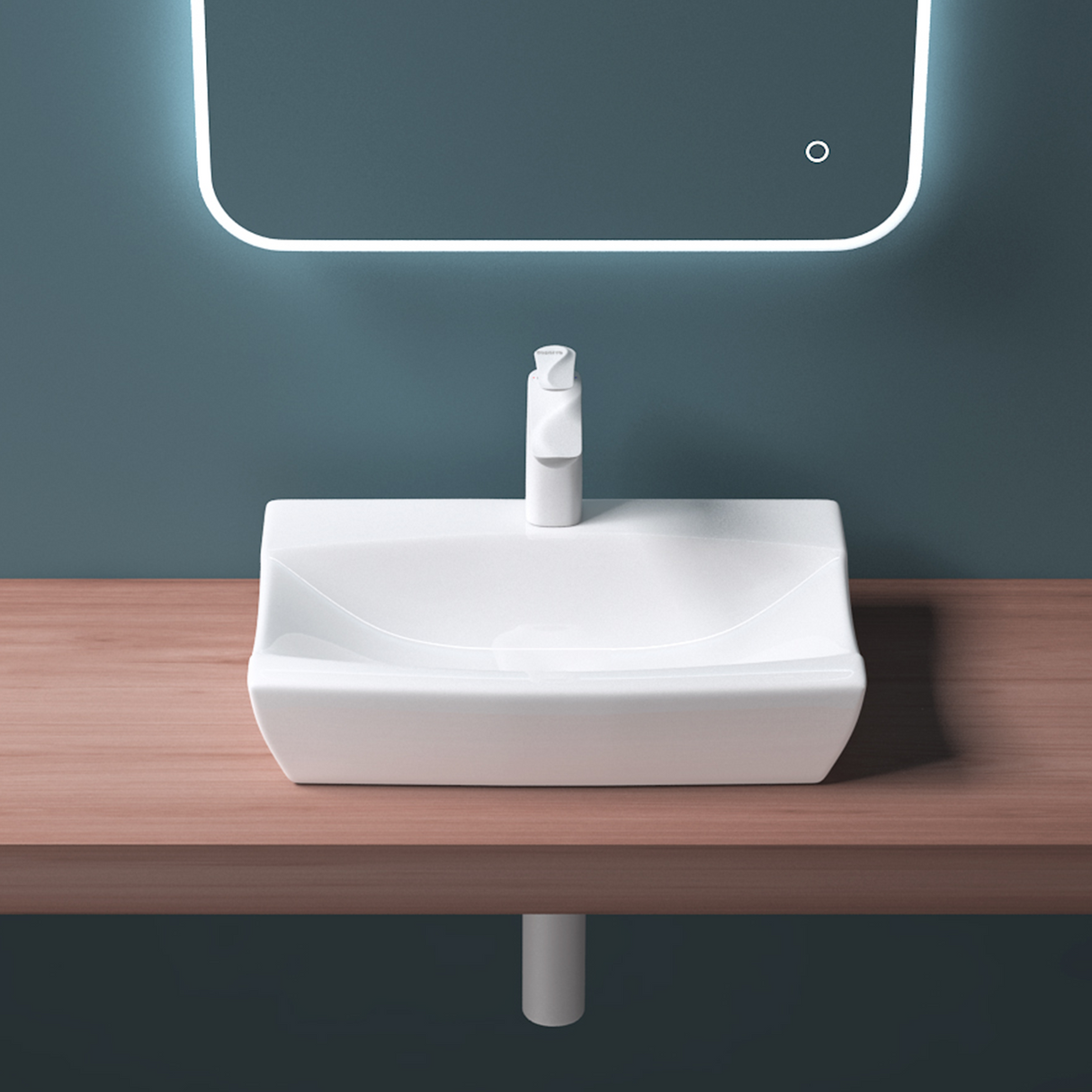 glasvilla Waschbecken Aufsatzwaschbecken,weiß Brüssel152B aus Keramik,mit Nano-Beschichtung