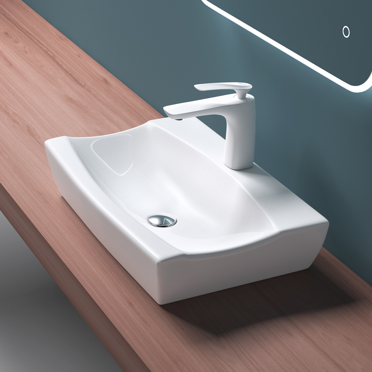 glasvilla Waschbecken Aufsatzwaschbecken,weiß Brüssel152B aus Keramik,mit Nano-Beschichtung