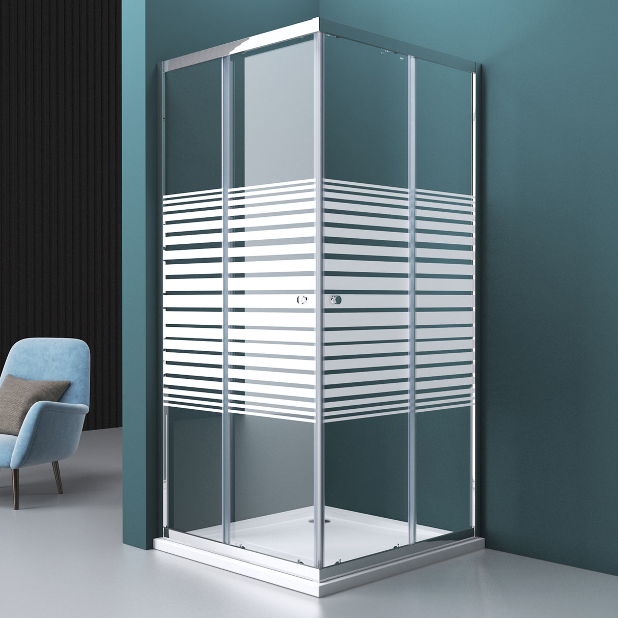 glasvilla Box doccia Angolare in Vetro, Cabina Bagno con Doppia Porta Scorrevole, Box Cabina Doccia in Vetro di Sicurezza ESG da 6 mm, Ravenna16MS