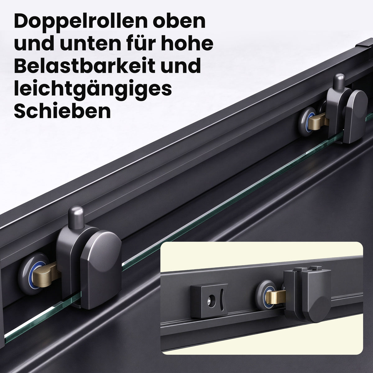 glasvilla Duschkabine mit Doppel-Schiebetür Duschtür Eckeinstieg Echtglas Lotuseffekt 6mm ESG-Sicherheitsglas Ravenna16K Schwarz
