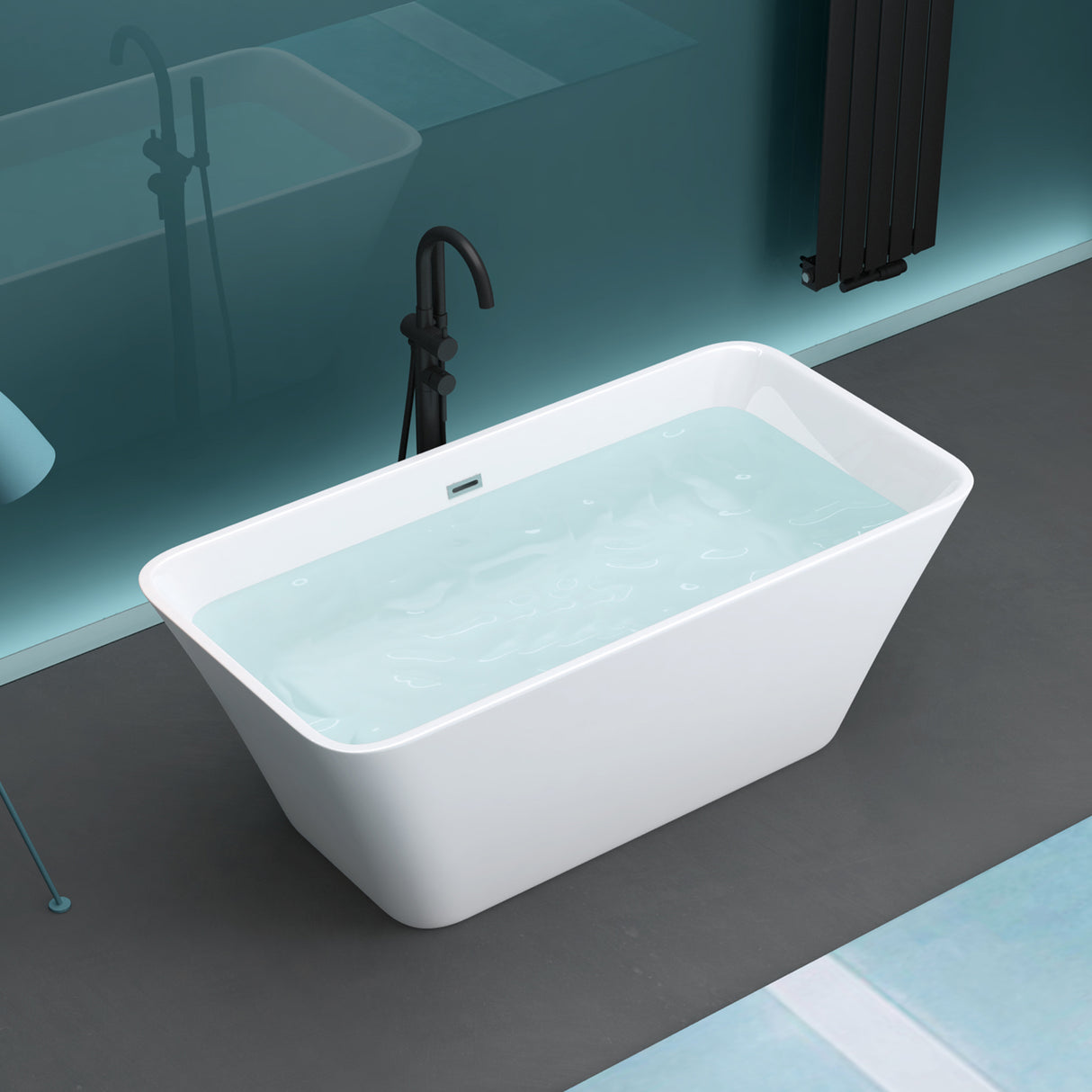 glasvilla Freistehende Badewanne Acryl Oval Acryl-Standbadewanne inkl. Pop Up Ablaufgarnitur Weiß