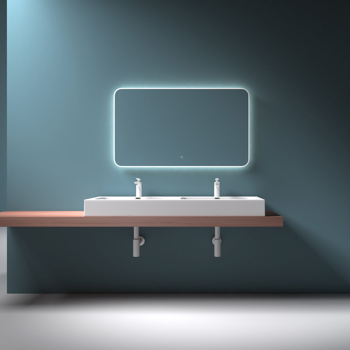 glasvilla Doppelwaschbecken Aufsatzwaschbecken Hängewaschbecken Waschbecken mineralguss Waschplatz Waschtisch Col830